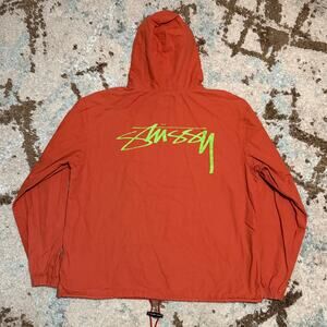 Stussy Anorak Jacket Size Large Orange Streetwear